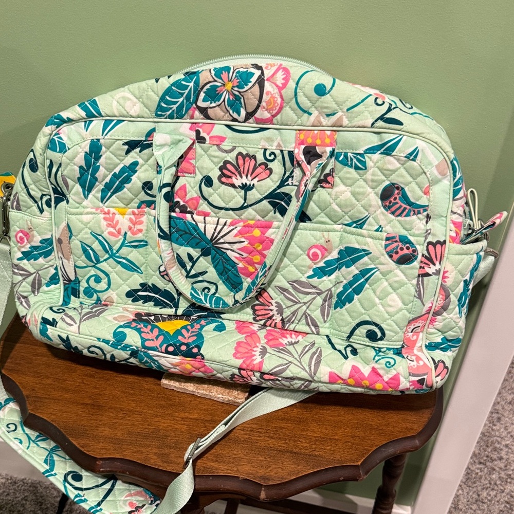 Vera Bradley Quilted Bag - Mint Green and Pink Floral FAST SHIP - Picture 4 of 4